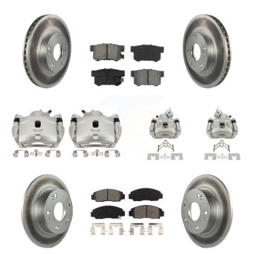 Front Rear Disc Brake Caliper Coat Rotor & Semi-Metallic Pad Kit (10Pc) For Honda Accord KCG-100857S
