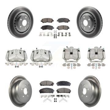 Front Rear Disc Brake Caliper Coat Rotors & Ceramic Pad Kit (10Pc) For Toyota Highlander KCG-100857T