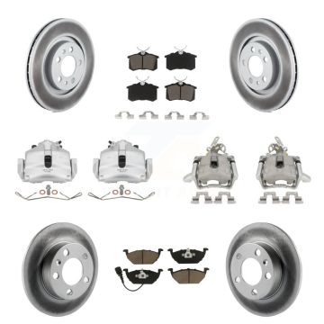 Front Rear Disc Brake Caliper Coat Rotor And Ceramic Pad Kit (10Pc) For Volkswagen Jetta KCG-100858C