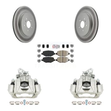 Rear Disc Brake Caliper Coated Rotors And Ceramic Pads Kit For Ford Flex Lincoln MKS KCG-100858N