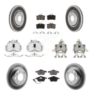 Front Rear Disc Brake Caliper Coat Rotor And Ceramic Pad Kit (10Pc) For Volkswagen Jetta KCG-100859C
