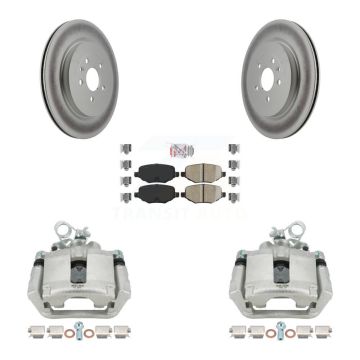 Rear Brake Caliper Coat Rotor & Ceramic Pad Kit For Ford Explorer Police Interceptor MKS KCG-100859N