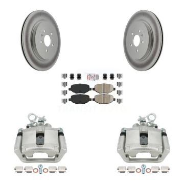 Rear Brake Caliper Coat Rotor & Ceramic Pad Kit For Ford Explorer Police Interceptor MKS KCG-100860N