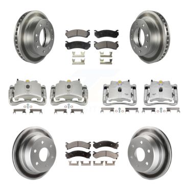 Front Rear Brake Caliper Coat Rotor Semi-Metallic Pad Kit (10Pc) For Chevrolet Silverado KCG-100861P