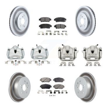 Front Rear Brake Caliper Coat Rotor & Ceramic Pad Kit (10Pc) For 2004-2010 Toyota Sienna KCG-100861T