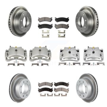 Front Rear Brake Caliper Coat Rotors Semi-Metallic Pad Kit (10Pc) For GMC Chevrolet 2500 KCG-100862P