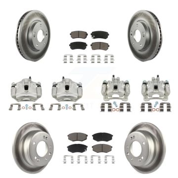Front Rear Brake Caliper Coat Rotors & Ceramic Pad Kit (10Pc) For Hyundai Tucson Kia FWD KCG-100863C
