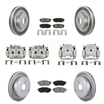 Front Rear Disc Brake Caliper Coat Rotor Semi-Metallic Pad Kit (10Pc) For Subaru Outback KCG-100863S