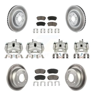 Front Rear Disc Brake Caliper Coated Rotor And Ceramic Pad Kit (10Pc) For Hyundai Tucson KCG-100865C