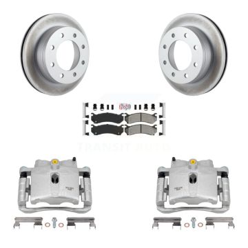 Rear Brake Caliper Coat Rotors Semi-Metallic Pad Kit For Chevrolet GMC Sierra 2500 HD H2 KCG-100865N