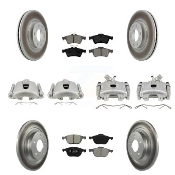 Front Rear Disc Brake Caliper Coated Rotors And Semi-Metallic Pad Kit (10Pc) For Mazda 5 KCG-100865S