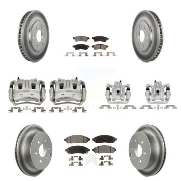Front Rear Brake Caliper Coat Rotors & Ceramic Pad Kit (10Pc) For Nissan Frontier Suzuki KCG-100865T