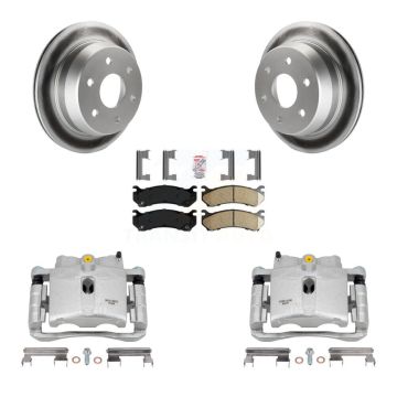 Rear Brake Caliper Coat Rotor & Ceramic Pad Kit For Chevrolet Silverado 2500 HD Suburban KCG-100866N