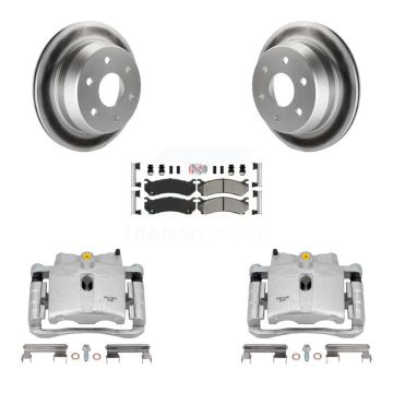 Rear Brake Caliper Coat Rotors Semi-Metallic Pad Kit For Chevrolet Silverado 2500 HD GMC KCG-100867N