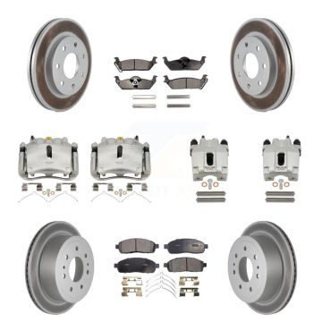 Front Rear Brake Caliper Coat Rotors Semi-Metallic Pad Kit (10Pc) For Ford F-150 Lincoln KCG-100867P