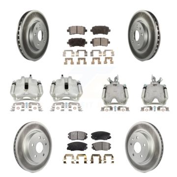 Front Rear Disc Brake Caliper Coat Rotor Semi-Metallic Pad Kit (10Pc) For Buick LaCrosse KCG-100868P