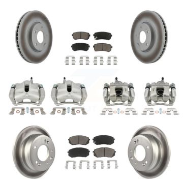 Front Rear Disc Brake Caliper Coated Rotors And Ceramic Pads Kit (10Pc) For Kia Sportage KCG-100869C