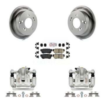 Rear Disc Brake Caliper Coat Rotor & Ceramic Pad Kit For Hyundai Tucson Kia Sportage FWD KCG-100870N