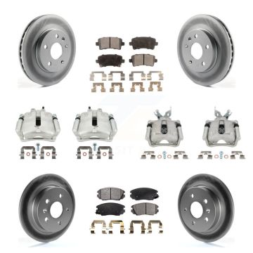Front Rear Brake Caliper Coat Rotors & Semi-Metallic Pad Kit (10Pc) For Chevrolet Malibu KCG-100870P