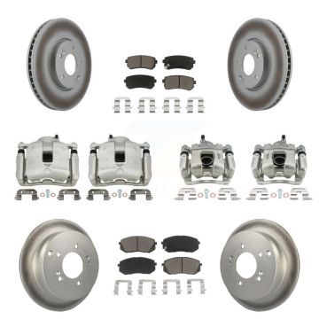 Front Rear Disc Brake Caliper Coated Rotors And Ceramic Pads Kit (10Pc) For Kia Sportage KCG-100871C