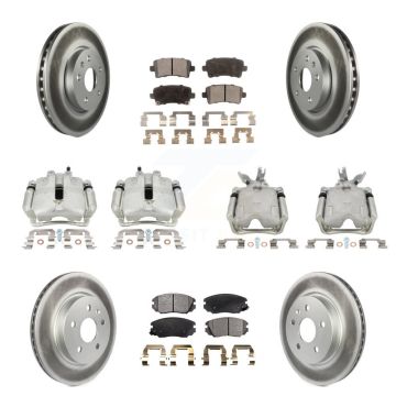 Front Rear Brake Caliper Coat Rotors & Semi-Metallic Pad Kit (10Pc) For Chevrolet Malibu KCG-100871P