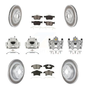 Front Rear Brake Caliper Coat Rotor Semi-Metallic Pad Kit (10Pc) For Ford Fusion Lincoln KCG-100871S