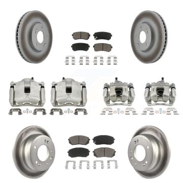 Front Rear Disc Brake Caliper Coated Rotors And Ceramic Pads Kit (10Pc) For Kia Sportage KCG-100872C
