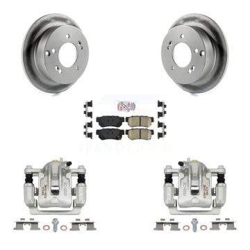 Rear Disc Brake Caliper Coat Rotor & Ceramic Pad Kit For Hyundai Tucson Kia Sportage FWD KCG-100872N