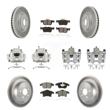 Front Rear Disc Brake Caliper Coated Rotors And Semi-Metallic Pads Kit (10Pc) For KCG-100872S
