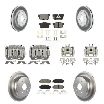Front Rear Brake Caliper Coat Rotors & Semi-Metallic Pad Kit (10Pc) For Honda CR-V Acura KCG-100873S