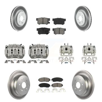 Front Rear Disc Brake Caliper Coat Rotors And Semi-Metallic Pad Kit (10Pc) For Acura RDX KCG-100874S