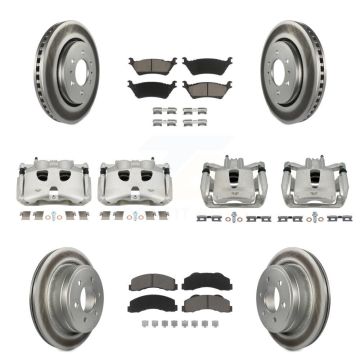 Front Rear Disc Brake Caliper Coated Rotors And Ceramic Pads Kit (10Pc) For Ford F-150 KCG-100875C