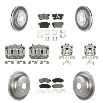 Front Rear Disc Brake Caliper Coat Rotor And Semi-Metallic Pad Kit (10Pc) For Honda CR-V KCG-100875S