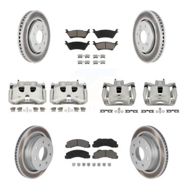 Front Rear Disc Brake Caliper Coated Rotors And Ceramic Pads Kit (10Pc) For Ford F-150 KCG-100876C
