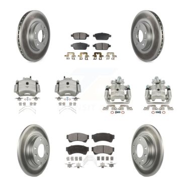 Front Rear Brake Caliper Coat Rotor Semi-Metallic Pad Kit (10Pc) For Ford Fusion Mazda 6 KCG-100876P
