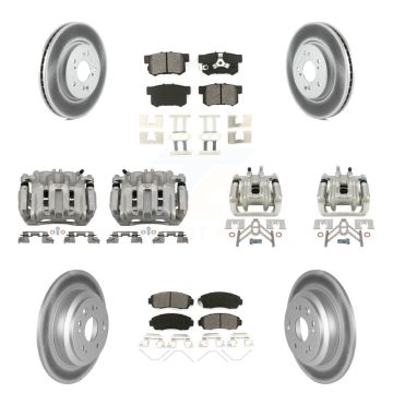Front Rear Disc Brake Caliper Coated Rotors And Semi-Metallic Pads Kit (10Pc) For KCG-100877S