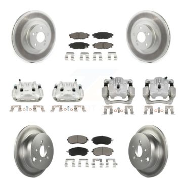 Front Rear Disc Brake Caliper Coat Rotor & Ceramic Pad Kit (10Pc) For Subaru Forester XV KCG-100878C