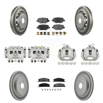 Front Rear Brake Caliper Coat Rotors Semi-Metallic Pad Kit (10Pc) For Ford Explorer Flex KCG-100878P