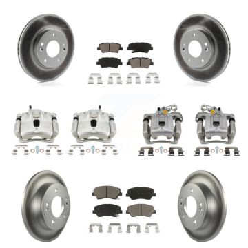 Front Rear Disc Brake Caliper Coat Rotors And Ceramic Pad Kit (10Pc) For Hyundai Elantra KCG-100879C