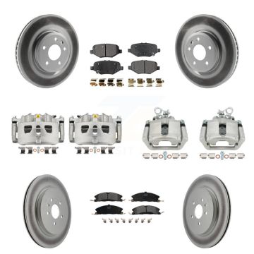 Front Rear Brake Caliper Coat Rotor Semi-Metallic Pad Kit (10Pc) For Ford Explorer Sport KCG-100879P