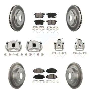 Front Rear Disc Brake Caliper Coat Rotor & Semi-Metallic Pad Kit (10Pc) For Honda Accord KCG-100879S
