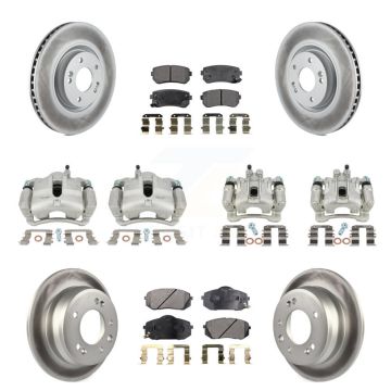 Front Rear Disc Brake Caliper Coated Rotor And Ceramic Pad Kit (10Pc) For Hyundai Tucson KCG-100879T