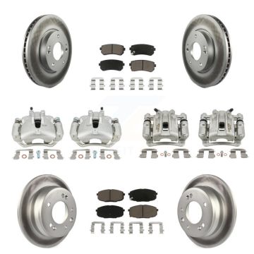 Front Rear Disc Brake Caliper Coat Rotors And Ceramic Pad Kit (10Pc) For Hyundai Elantra KCG-100880C