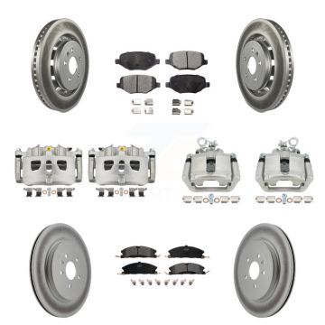 Front Rear Brake Caliper Coat Rotor & Semi-Metallic Pad Kit (10Pc) For Ford Explorer MKS KCG-100880P