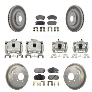 Front Rear Disc Brake Caliper Coated Rotors And Ceramic Pads Kit (10Pc) For Kia Sportage KCG-100881T