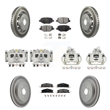 Front Rear Brake Caliper Coat Rotors & Semi-Metallic Pad Kit (10Pc) For 2016 Lincoln MKS KCG-100883P