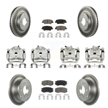 Front Rear Disc Brake Caliper Coat Rotor & Ceramic Pad Kit (10Pc) For 2012-2013 Kia Soul KCG-100884C