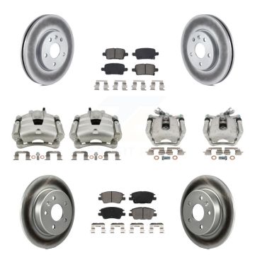 Front Rear Brake Caliper Coat Rotor And Semi-Metallic Pad Kit (10Pc) For Chevrolet Cruze KCG-100884S