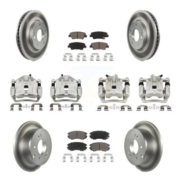 Front Rear Brake Caliper Coat Rotor & Ceramic Pad Kit (10Pc) For 2010-2011 Kia Soul 2.0L KCG-100885C