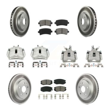 Front Rear Disc Brake Caliper Coated Rotors And Semi-Metallic Pads Kit (10Pc) For KCG-100885S